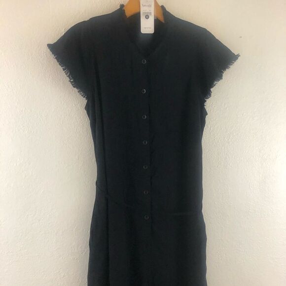 Splendid black cap fringe sleeve button down jumpsuit size M New with tags - Picture 3 of 8